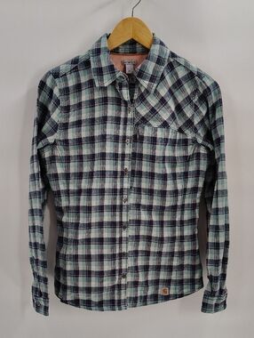 Carhartt Button-down Shirt XS Force Collection Long Sleeve Green Plaid Women's